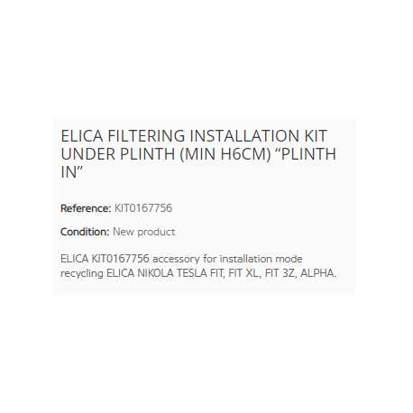 ELICA FILTERING INSTALLATION KIT UNDER PLINTH (MIN H6CM) “PLINTH IN”
