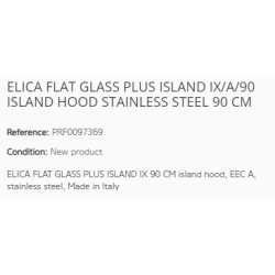 ELICA FLAT GLASS PLUS ISLAND IX/A/90 ISLAND HOOD STAINLESS STEEL 90 CM