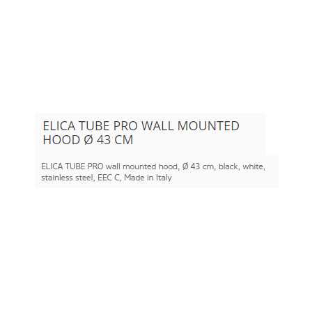 ELICA HOTTE DÉCORATIVE MURALE TUBE PRO Ø 43 CM ELICA HOTTE DÉCORATIVE MURALE TUBE PRO Ø 43 CM