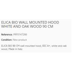 ELICA BIO WALL MOUNTED HOOD WHITE AND OAK WOOD 90 CM