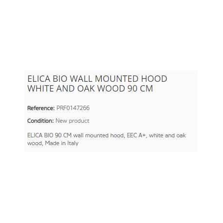 ELICA BIO WALL MOUNTED HOOD WHITE AND OAK WOOD 90 CM