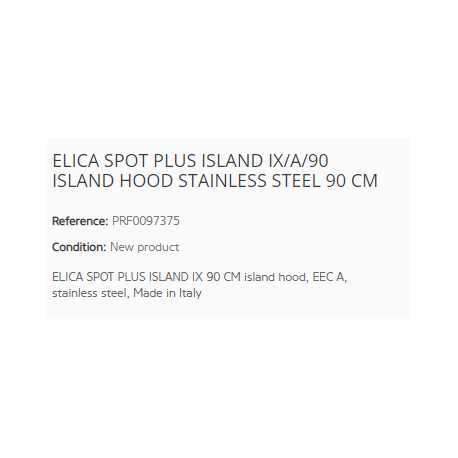 ELICA SPOT PLUS ISLAND IX/A/90 INSELHAUBE Edelstahl EEK A 90 CM