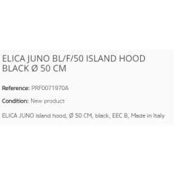 ELICA JUNO BL/F/50 ISLAND HOOD BLACK Ø 50 CM