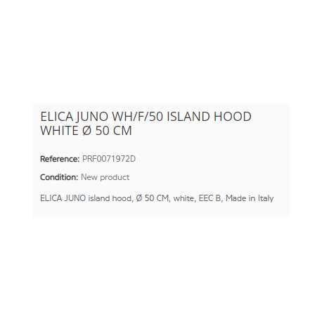 ELICA JUNO WH/F/50 ISLAND HOOD WHITE Ø 50 CM