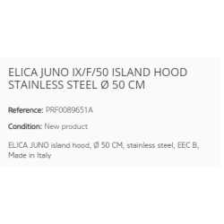 ELICA JUNO IX/F/50 ISLAND HOOD STAINLESS STEEL Ø 50 CM