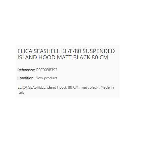 ELICA SEASHELL INSELHAUBE 80 CM SCHWARZ MATT