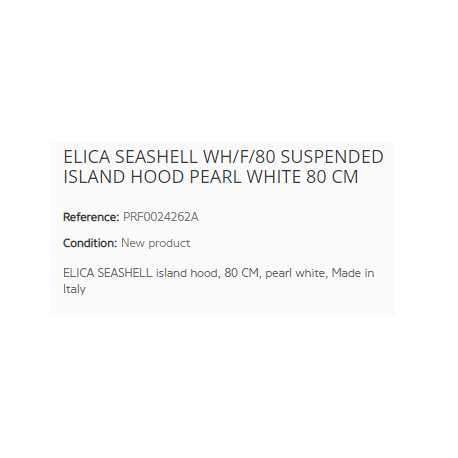 CAPPA A ISOLA ELICA SEASHELL WH/F/80 BIANCO PERLA 80 CM CAPPA A ISOLA ELICA SEASHELL WH/F/80 BIANCO PERLA 80 CM