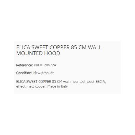 CAPPA A PARETE ELICA SWEET RAME 85 CM CLASSE A