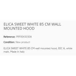 ELICA HOTTE DÉCORATIVE MURALE SWEET WHITE 85 CM CL. A
