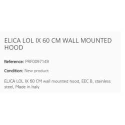 ELICA LOL IX 60 CM WALL MOUNTED HOOD