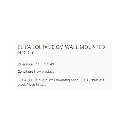 ELICA LOL IX 60 CM WALL MOUNTED HOOD