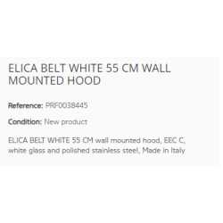 ELICA BELT WHITE 55 CM WALL MOUNTED HOOD