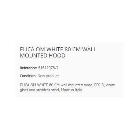 ELICA OM WHITE WANDHAUBE 80 CM EEK D