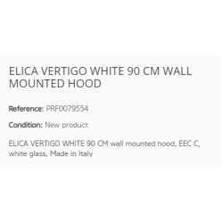 ELICA VERTIGO WHITE 90 CM WALL MOUNTED HOOD