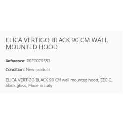 ELICA HOTTE DÉCORATIVE MURALE VERTIGO BLACK 90 CM CL. C
