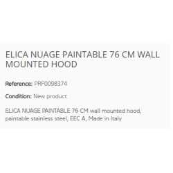 ELICA NUAGE PAINTABLE 76 CM WALL MOUNTED HOOD