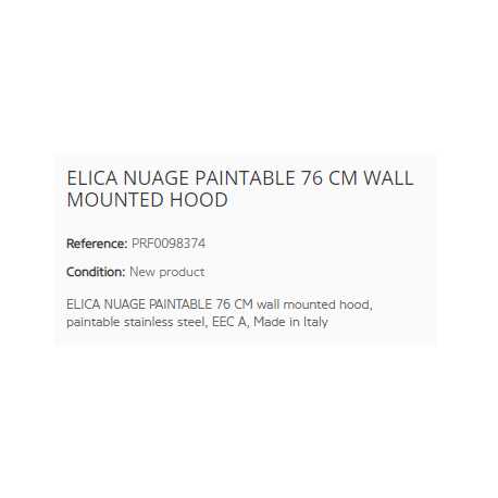 ELICA NUAGE PAINTABLE 76 CM WALL MOUNTED HOOD