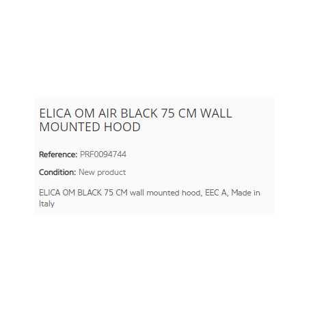 ELICA OM AIR BLACK WANDHAUBE 75 CM EEK A