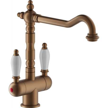 NOBILI ANTICA AT18117 DUAL CONTROL SINK KITCHEN MIXER TAP TABACCO MATT