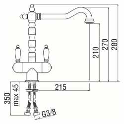 NOBILI ANTICA AT18117 DUAL CONTROL SINK KITCHEN MIXER TAP TABACCO MATT