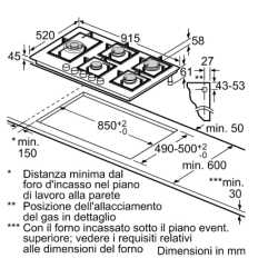 PIANO COTTURA BOSCH PRS9A6H40 VETRO TEMPERATO NERO 90 CM