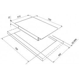 SMEG GAS HOB PGF75-4 STAINLESS STEEL BASE 70 CM
