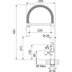 FRANKE MARIS SLIM SEMI-PRO ROBINET MITIGEUR MONOCOMMANDE AVEC DOUCHETTE NOIR MAT