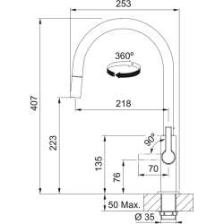 FRANKE MARIS SLIM J GRIFO MONOCOMANDO PARA FREGADERO CROMO