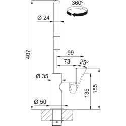FRANKE MARIS SLIM J GRIFO MONOCOMANDO PARA FREGADERO CROMO