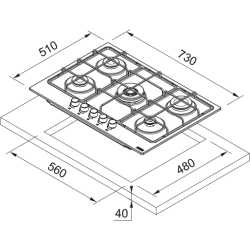 FRANKE SMART 750 GAS HOB BLACK GLASS 75 CM