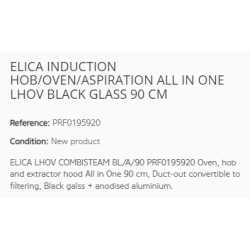 ELICA INDUCTION HOB/OVEN/ASPIRATION ALL IN ONE NIKOLATESLA LHOV BLACK GLASS 90 CM