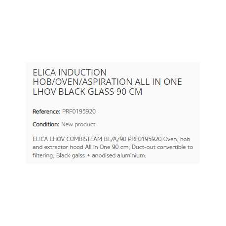 ELICA INDUCTION HOB/OVEN/ASPIRATION ALL IN ONE LHOV BLACK GLASS 90 CM