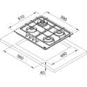FRANKE SMART FHSM 604 3G DC XS C GAS HOB SATIN STAINLESS STEEL 60 CM