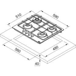FRANKE SMART FHSM 604 3G DC XS E GAS HOB SATIN STAINLESS STEEL 60 CM