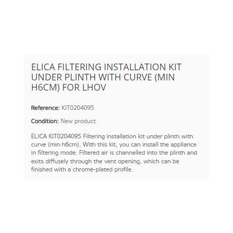 ELICA FILTEREINBAUSATZ UNTER SOCKEL MIT RUNDUNG (MIN H6CM) FÜR LHOV