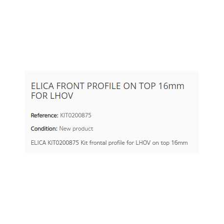 ELICA PROFILO FRONTALE A VISTA INSTALLAZIONE ON TOP 16mm PER LHOV
