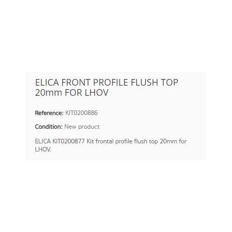 ELICA SICHTBARES FRONTALPROFIL FLÄCHENBÜNDIGER EINBAU 20mm FÜR LHOV