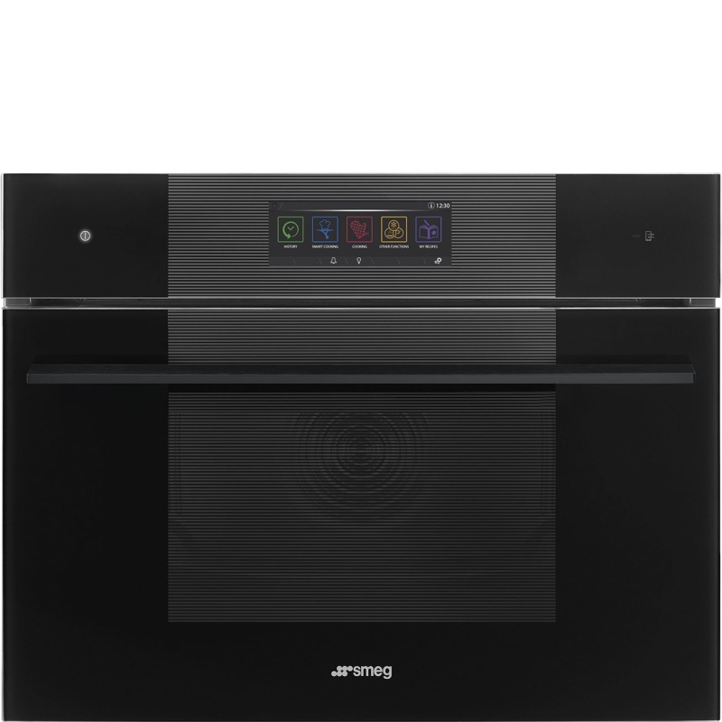 SMEG SO4106WAPB3 EINBAU DAMPF KOMPAKT-MIKROWELLEN BACKOFEN DESIGNLINIEN LINEA PURE BLACK - WIFI 45 CM