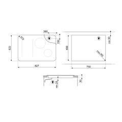 SMEG SIM6864R INDUCTION HOB BLACK CERAMIC GLASS 80 CM DOLCE STIL NO...