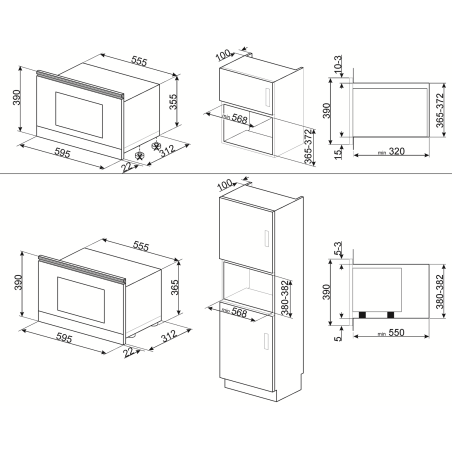 SMEG MP722AO HORNO MICROONDAS CON GRILL H 39 CM ESTÉTICAS CORTINA A...