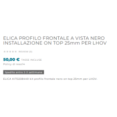 ELICA FRONT PROFILE ON TOP 20mm FOR LHOV |FAB Appliances