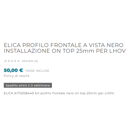 ELICA FRONT PROFILE ON TOP 20mm FOR LHOV |FAB Appliances