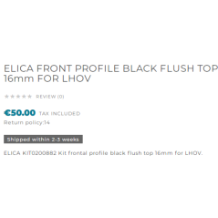 ELICA FRONT PROFILE FLUSH TOP 20mm FOR LHOV |FAB Appliances