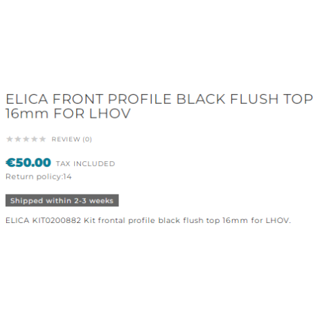 ELICA PROFILÉ FRONTAL VISIBLE INSTALLATION AFFLEURANTE 20mm POUR LH...