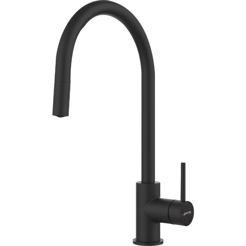 SMEG MJMN SINGLE LEVER SINK MIXER TAP WITH PULL OUT SPRAY MATT BLACK