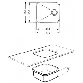 LAVELLO SMEG SOTTOTOP UM45 MONOVASCA ACCIAIO INOX 