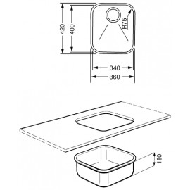 SMEG UM40 UNDERMOUNTED KITCHEN SINK SINGLE BOWL STAINLESS STEEL 40 CM