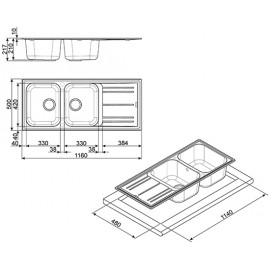 SMEG EINBAUSPÜLE RIGAE LZ116A2 DOPPELBECKEN ANTHRAZIT