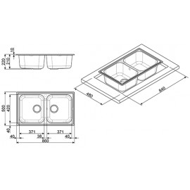 LAVELLO SMEG RIGAE LZ862A 2 VASCHE ANTRACITE