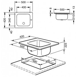 SMEG VS34/P3 ÉVIER 1 CUVE ACIER INOXYDABLE